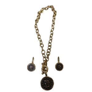 Warrior coin necklace and earrings